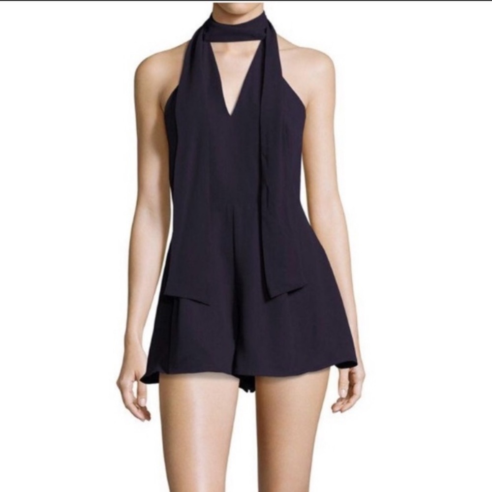 C/MEO COLLECTIVE LOVE BURNS PLAYSUIT BLUE CHIFFON ROMPER
